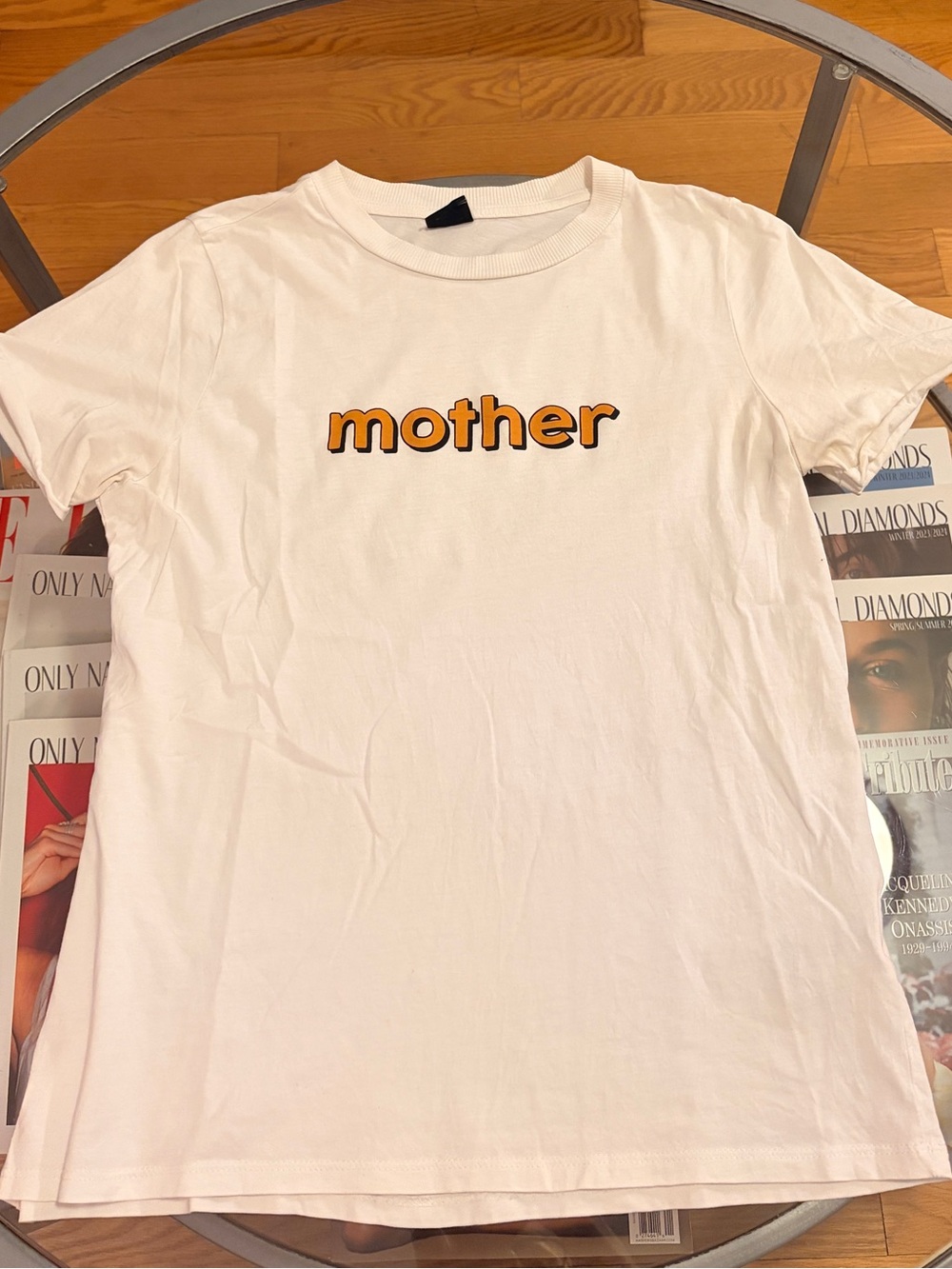 Mother Graphic White Tee with Yellow Text